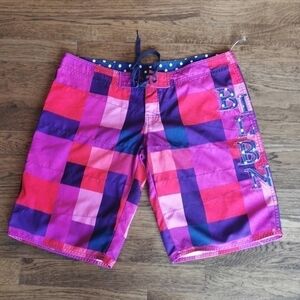 𝅺BILLABONG Bermuda Board Shorts Plaid Pink, Red 5